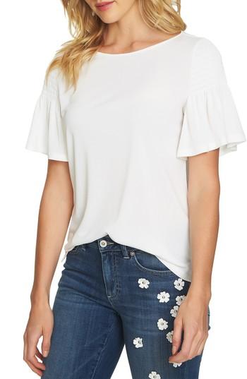 Women's Cece Flutter Sleeve Crepe Top - Ivory