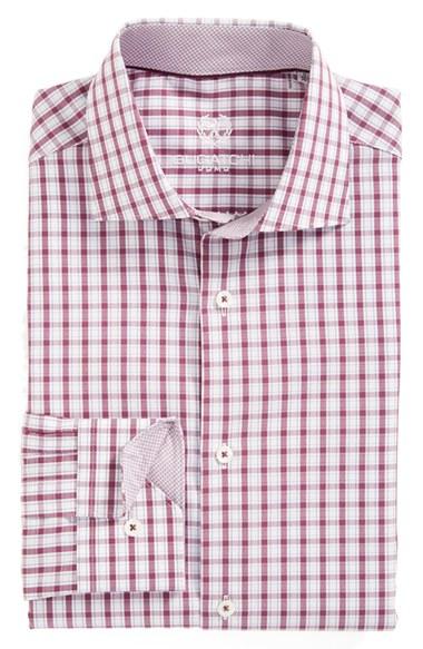 Men's Bugatchi Trim Fit Check Dress Shirt .5 - Red
