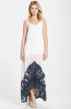 Women's Fraiche By J Border Print Crepe A-line Maxi Dress - White
