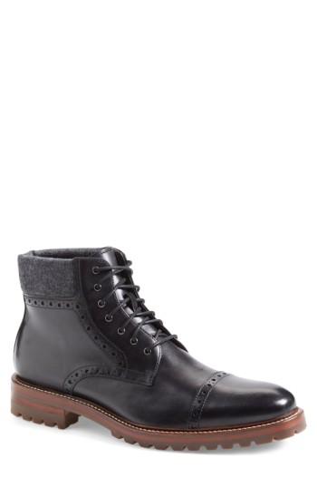 Men's J & M 1850 'karnes' Brogue Cap Toe Boot .5 M - Black