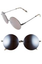 Women's Victoria Beckham Feather 58mm Round Sunglasses - Black/ Caviar Mirror