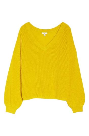Women's Bp. V Neck Cotton Sweater - Yellow