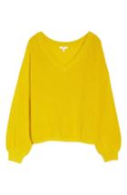 Women's Bp. V Neck Cotton Sweater - Yellow