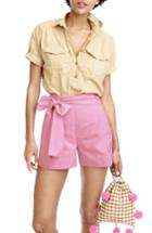 Women's J.crew Cotton Poplin Tie Waist Shorts - Pink