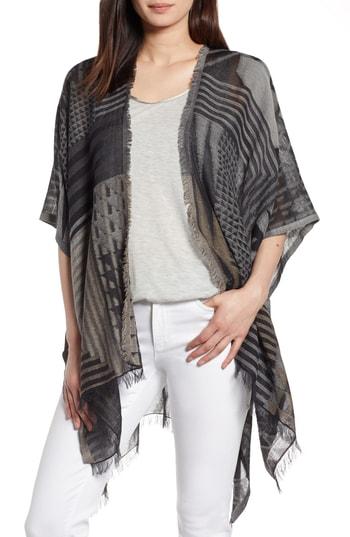 Women's Echo Tassie Geo Jacquard Ruana, Size - Black