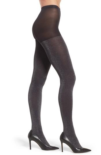 Women's Hue Metallic Control Top Tights - Black