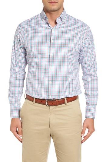 Men's Peter Millar Post Regular Fit Check Performance Sport Shirt, Size - White