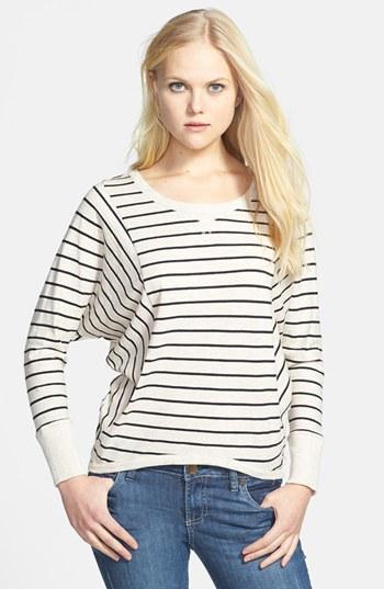 Two By Vince Camuto Pinpoint Stripe Dolman Top Oatmeal Heather