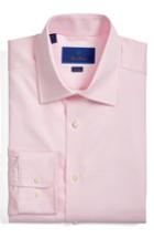 Men's David Donahue Trim Fit Houndstooth Dress Shirt .5 - 34/35 - Pink