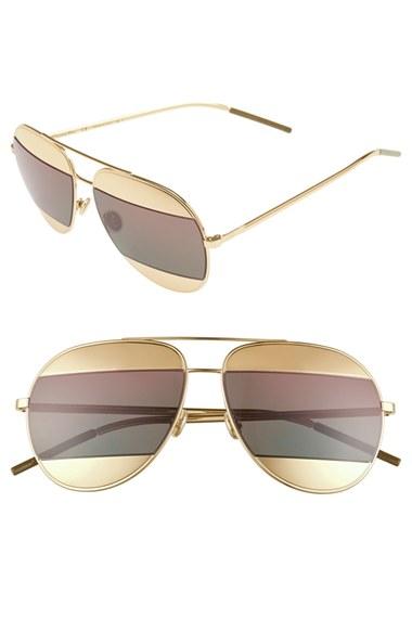 Women's Dior Split 59mm Aviator Sunglasses - Rose Gold/ Gray Rose