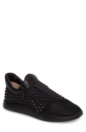 Men's Giuseppe Zanotti Geo Embossed Zip Sneaker Eu - Black