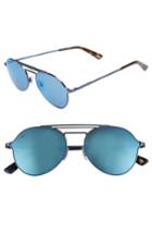 Women's Web 56mm Aviator Sunglasses - Shiny Blue/ Blue Mirror