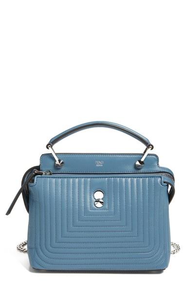Fendi 'dotcom Click' Quilted Leather Satchel - Blue
