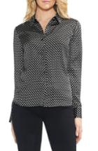 Women's Vince Camuto Trinket Geometric Pattern Button Up Blouse, Size - Black