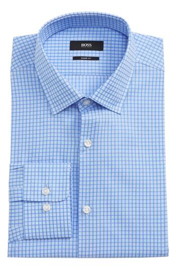 Men's Boss Marley Sharp Fit Check Dress Shirt .5l - Blue