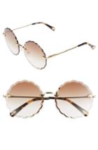 Women's Chloe Rosie 60mm Scalloped Rimless Sunglasses - Gold/ Gradient Brown