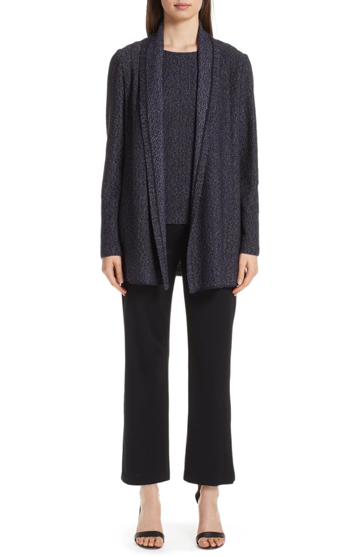 Women's St. John Collection Milano Knit Side Slit Crop Pants - Black