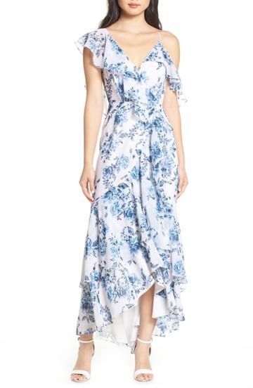 Women's Wayf Elanor Ruffle Faux Wrap Maxi Dress, Size - Blue