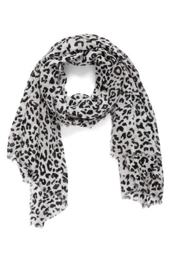 Women's Nordstrom Leopard Print Wrap, Size - Black