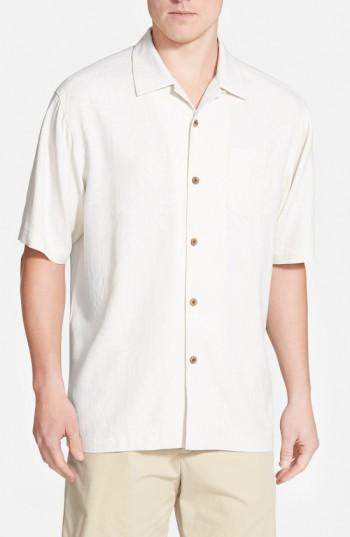 Men's Tommy Bahama 'tiki Palms' Original Fit Jacquard Silk Camp Shirt