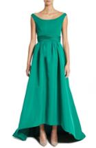 Women's Carolina Herrera Off The Shoulder Silk Faille Gown - Green