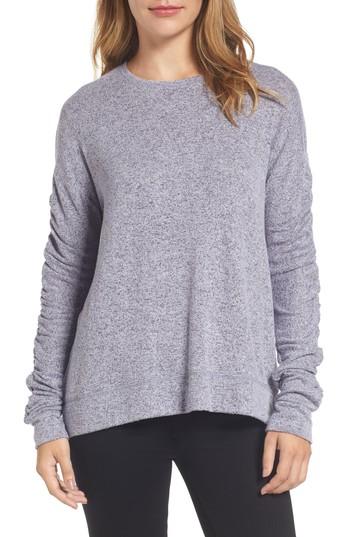 Women's Caslon Ruched Sleeve Pullover, Size - Purple