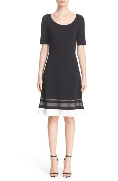 Women's St. John Collection Sheer Stripe Milano Knit Dress