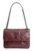 Saint Laurent Medium Niki Leather Shoulder Bag - Burgundy