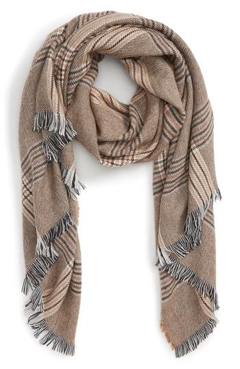 Women's Bp. Ruana Plaid Scarf, Size - Brown