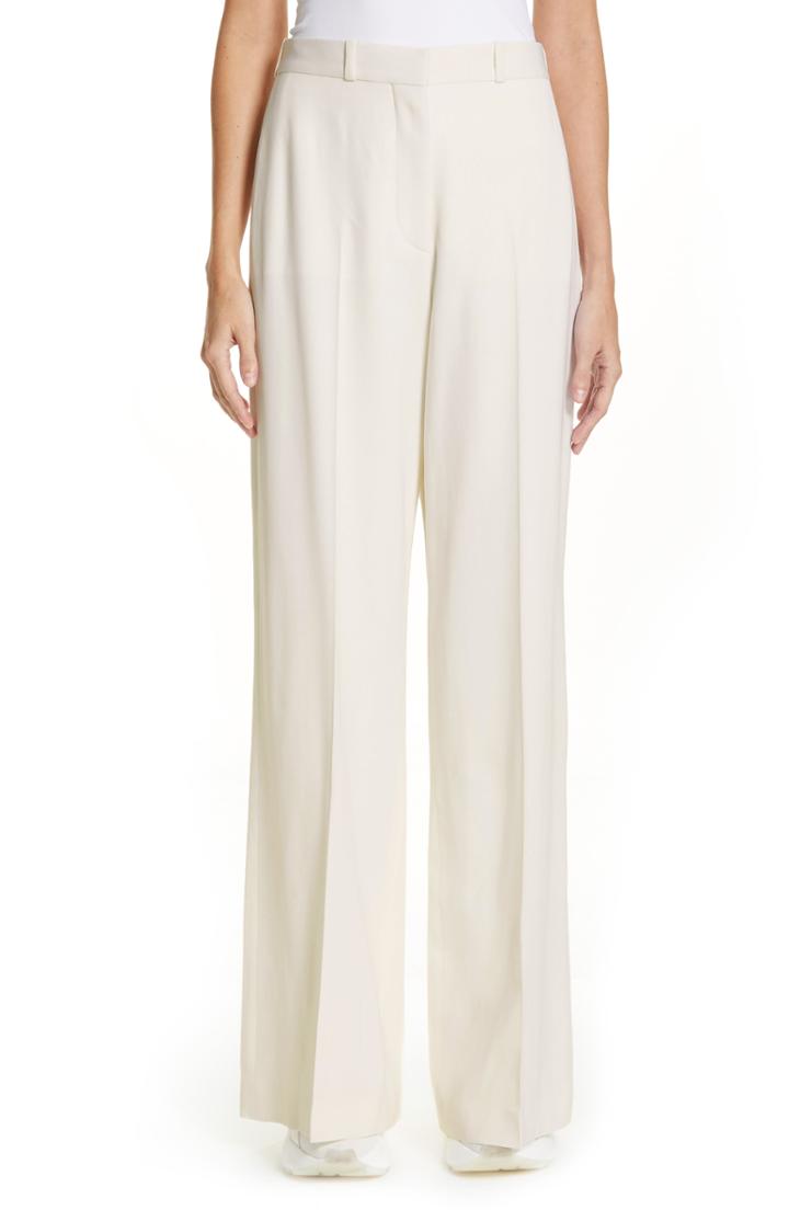 Women's Stella Mccartney Wide Leg Wool Pants Us / 38 It - Ivory