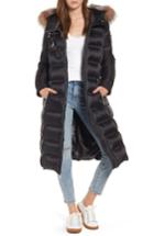 Women's Andrew Marc Charlize 42 Hooded Water Resistant Down Coat With Genuine Fox Fur Trim
