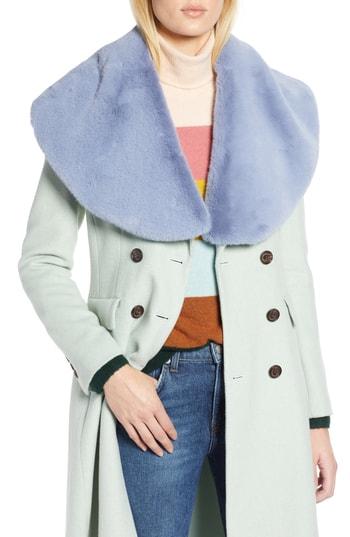 Women's Halogen X Atlantic-pacific Faux Fur Wrap, Size - Blue