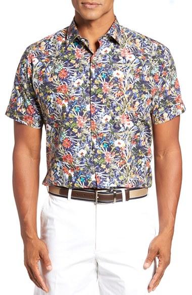 Men's Paul & Shark Regular Fit Floral Sport Shirt Eu - Blue