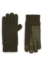 Men's Ugg Leather Palm Knit Gloves - Green