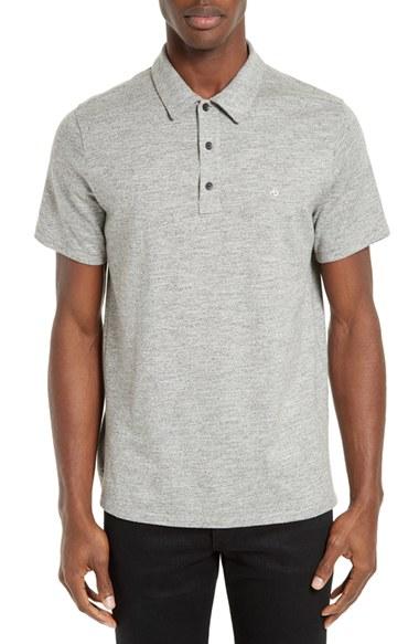 Men's Rag & Bone Standard Issue Regular Fit Slub Cotton Polo, Size - Grey