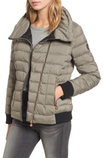 Women's Bernardo Hooded Packable Down & Primaloft Coat - Green