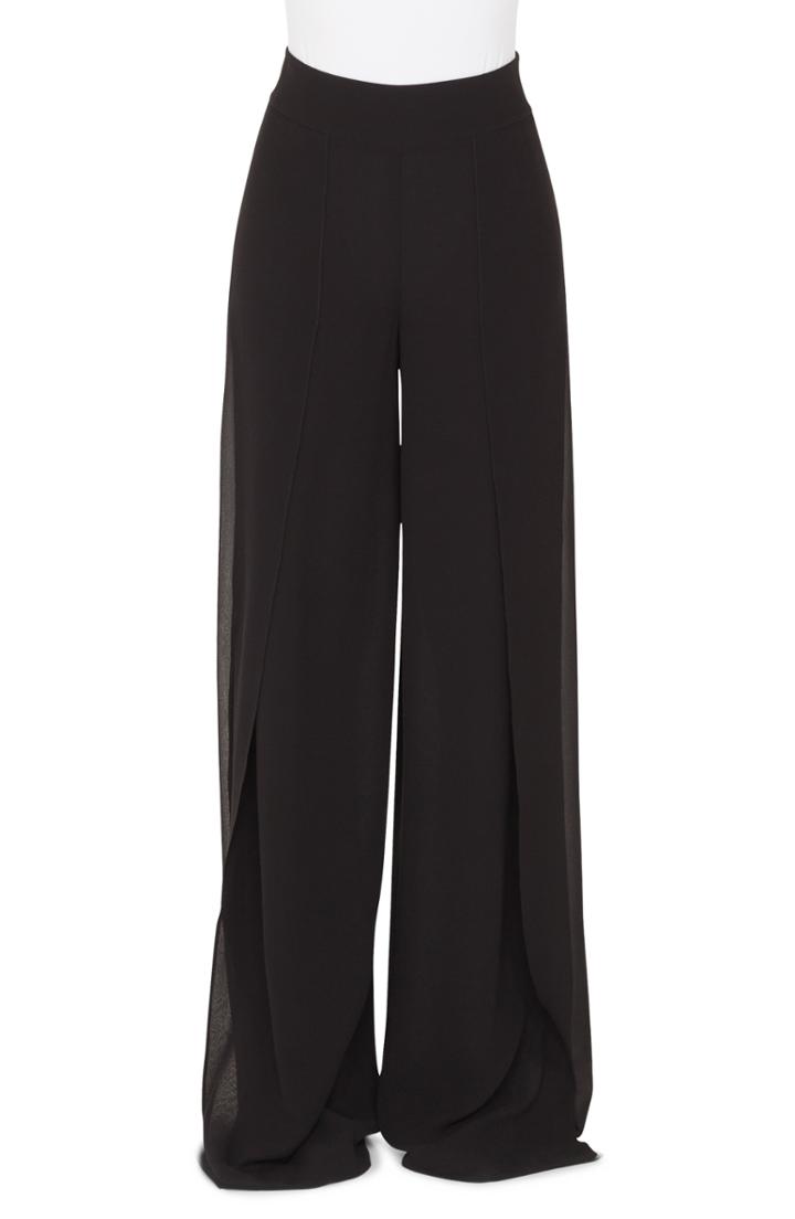 Women's Akris Split Front Silk Palazzo Pants - Black