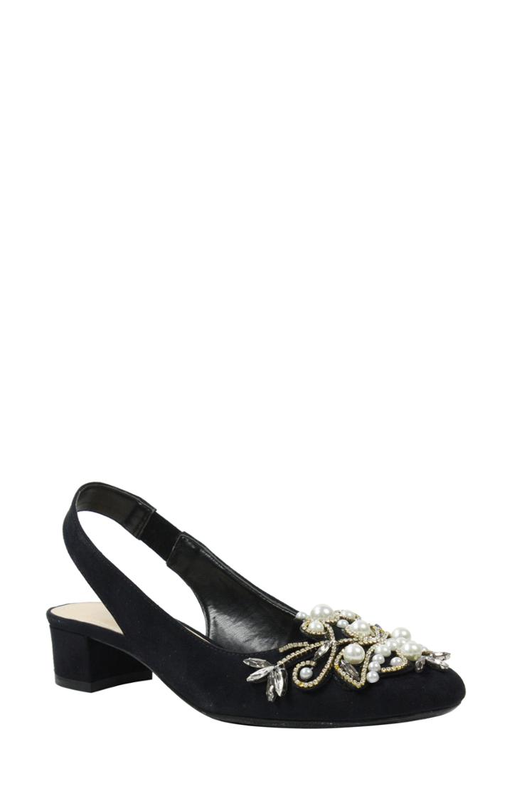 Women's J. Renee Delroy Embellished Slingback Pump .5 B - Black