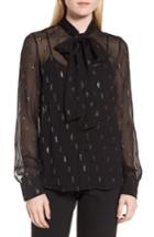 Women's Boss Bavimea Tie Neck Metallic Detail Blouse - Black