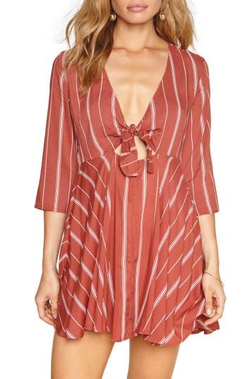 Women's Amuse Society Let's Knot Stripe Skater Dress - Red