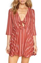 Women's Amuse Society Let's Knot Stripe Skater Dress - Red