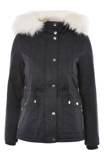 Women's Topshop Evie Faux Fur Hood Parka Us (fits Like 0) - Blue