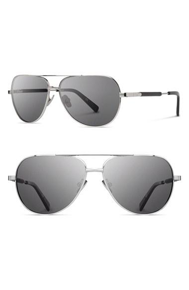 Women's Shwood 'redmond' 56mm Polarized Aviator Sunglasses - Silver/ Ebony/ Grey Polar