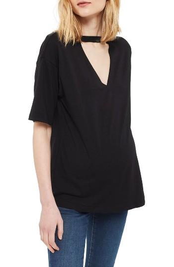 Women's Topshop V-cutout Maternity Tunic Us (fits Like 0-2) - Black