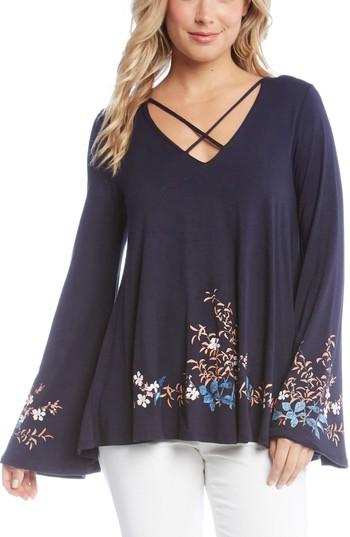 Women's Karen Kane Crisscross Floral Top - Blue