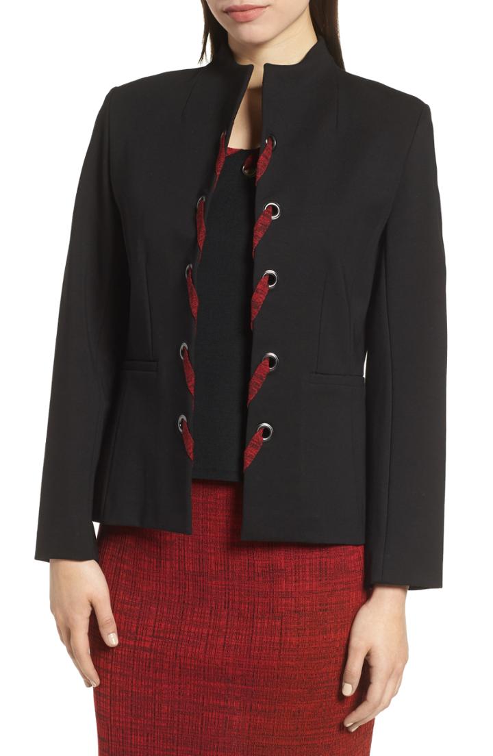 Women's Ming Wang Whipstitch Long Sleeve Jacket