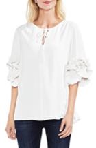 Women's Vince Camuto Ruffle Sleeve Tie Neck Blouse, Size - White