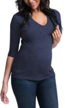 Women's Bun Maternity 'softie' Three-quarter Sleeve Maternity/nursing Tee - Blue