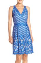 Women's Adrianna Papell Floral Lace Fit & Flare Dress - Blue