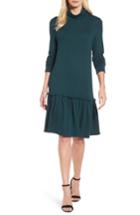 Women's Halogen Ruffle Hem Turtleneck Dress - Green